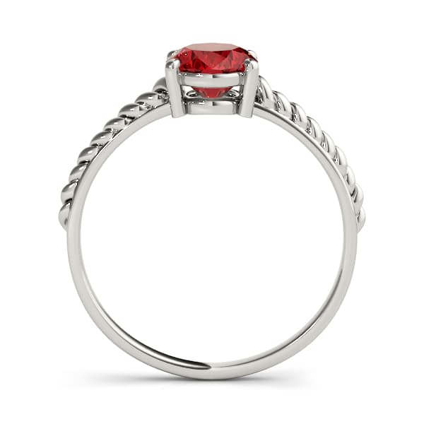Oval Gemstone Ring, Side view in white gold or platinum