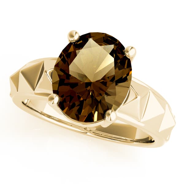 Oval Gemstone Ring, Front view in yellow gold
