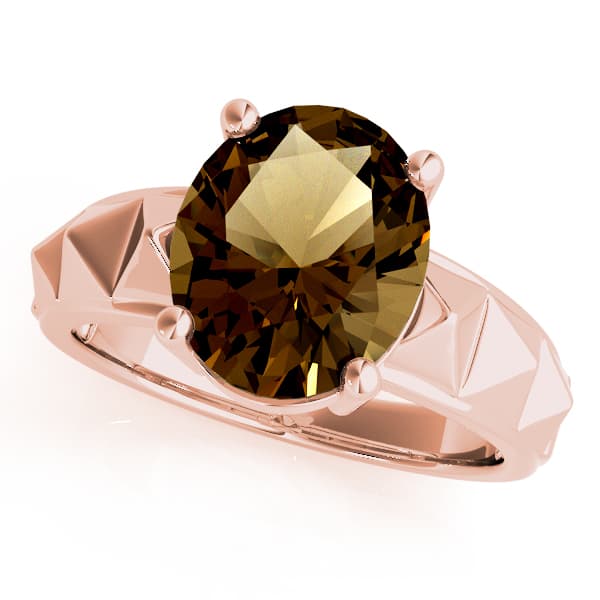 Oval Gemstone Ring, Front view in rose gold