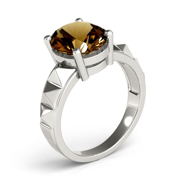 Oval Gemstone Ring, Angle view in white gold or platinum