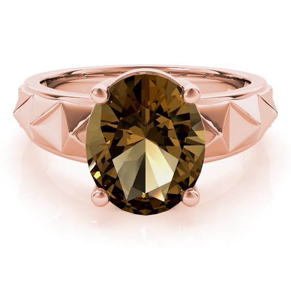 Oval Gemstone Ring, On hand view in rose gold