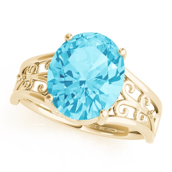 Oval Gemstone Ring, Front view in yellow gold
