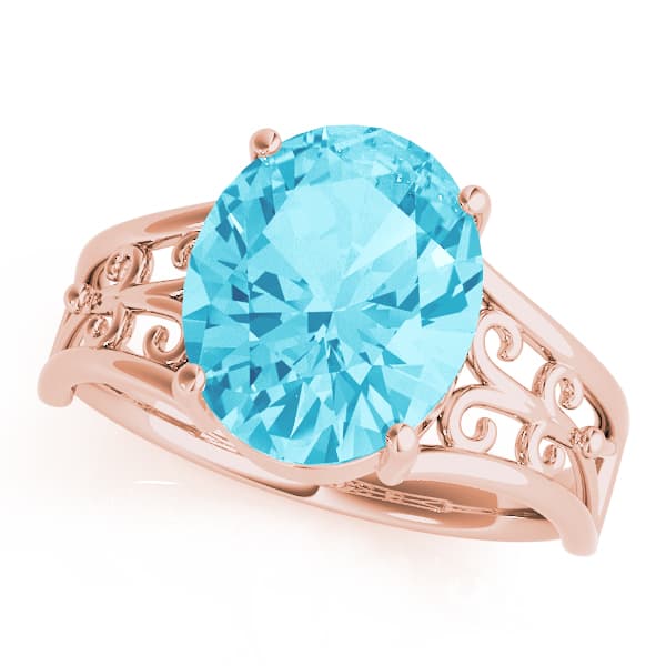 Oval Gemstone Ring, Front view in rose gold