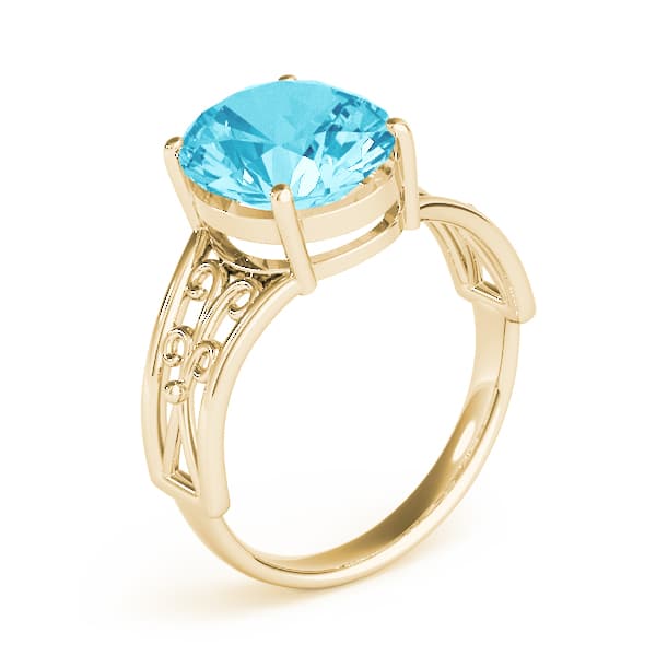 Oval Gemstone Ring, Angle view in yellow gold