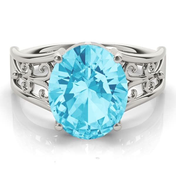 Oval Gemstone Ring, On hand view in white gold or platinum