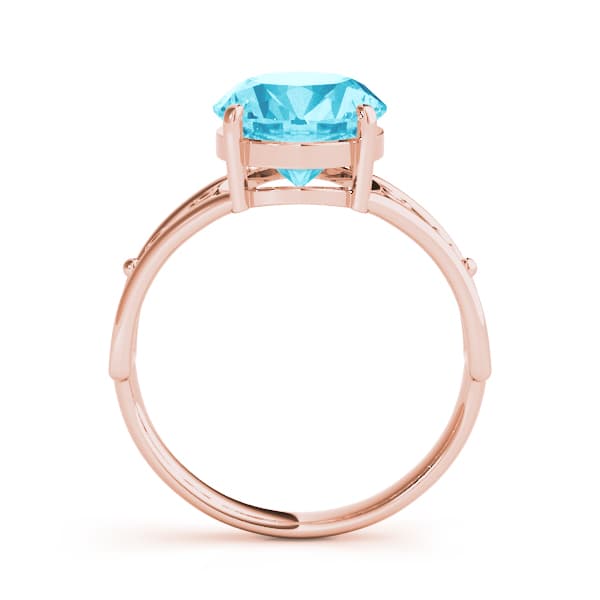 Oval Gemstone Ring, Side view in rose gold
