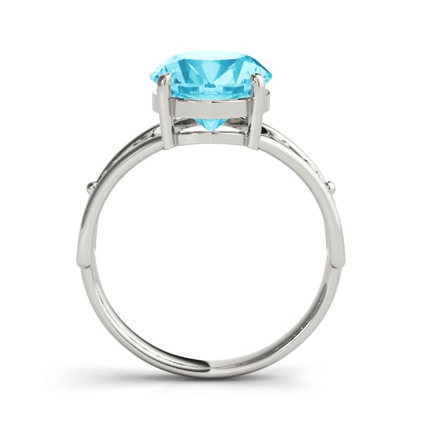 Oval Gemstone Ring, Side view in white gold or platinum