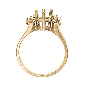Oval Gemstone Ring (1/8 ct. tw.), Side view in white gold or platinum