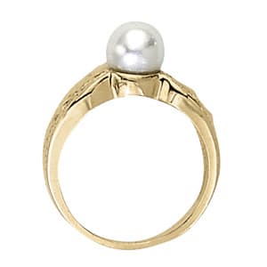 Pearl Gemstone Ring, Side view in white gold or platinum
