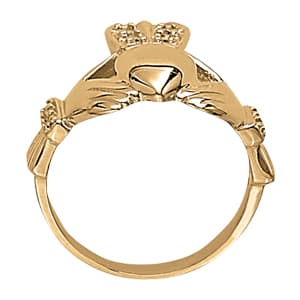 Religious Claddagh Men Ring (0.08 ct. tw.), Side view in white gold or platinum