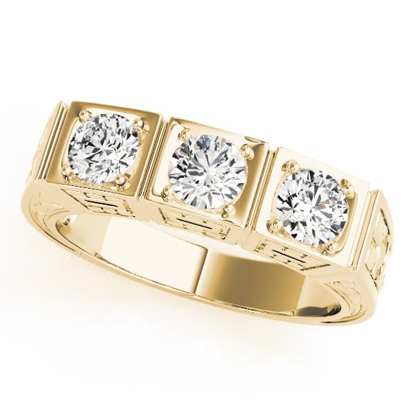 3-Stone Cluster Prong Engagement Ring, style 82291, Front view in yellow gold