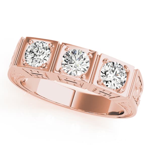 3-Stone Cluster Prong Engagement Ring, style 82291, Front view in rose gold