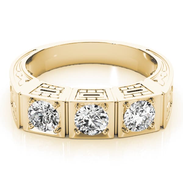 3-Stone Cluster Prong Engagement Ring, style 82291, On hand view in yellow gold