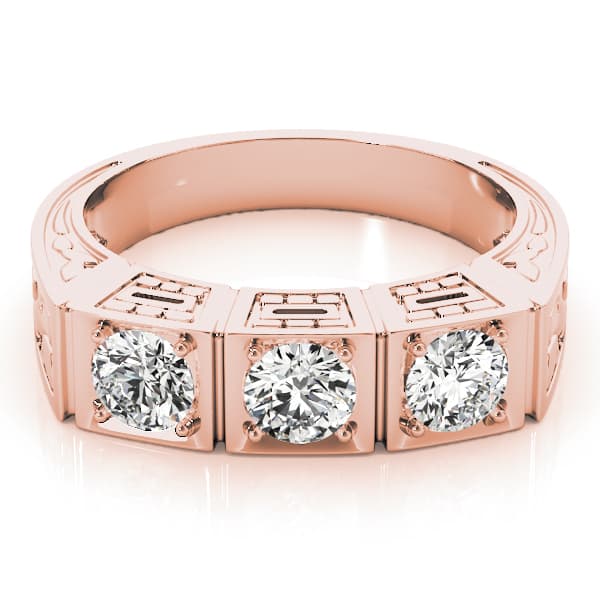 3-Stone Cluster Prong Engagement Ring, style 82291, On hand view in rose gold