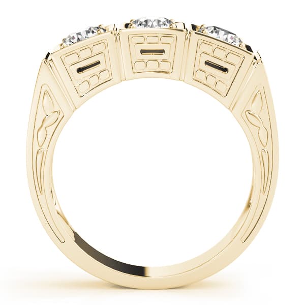 3-Stone Cluster Prong Engagement Ring, style 82291, Side view in yellow gold