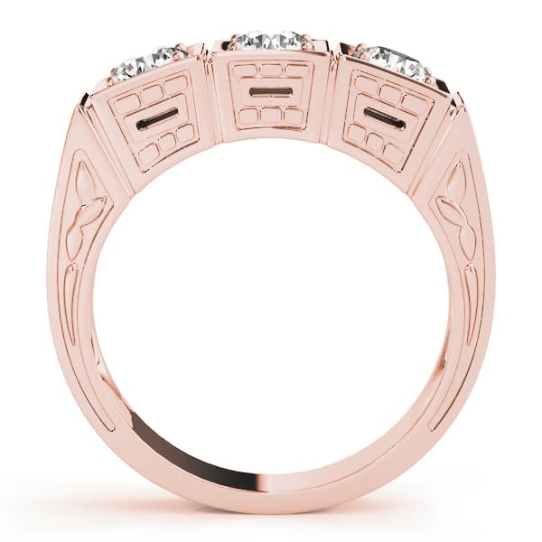 3-Stone Cluster Prong Engagement Ring, style 82291, Side view in rose gold