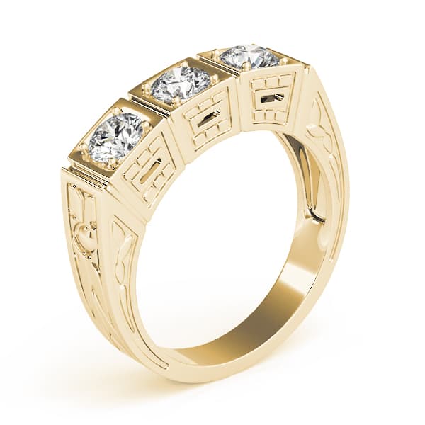 3-Stone Cluster Prong Engagement Ring, style 82291, Top view in yellow gold