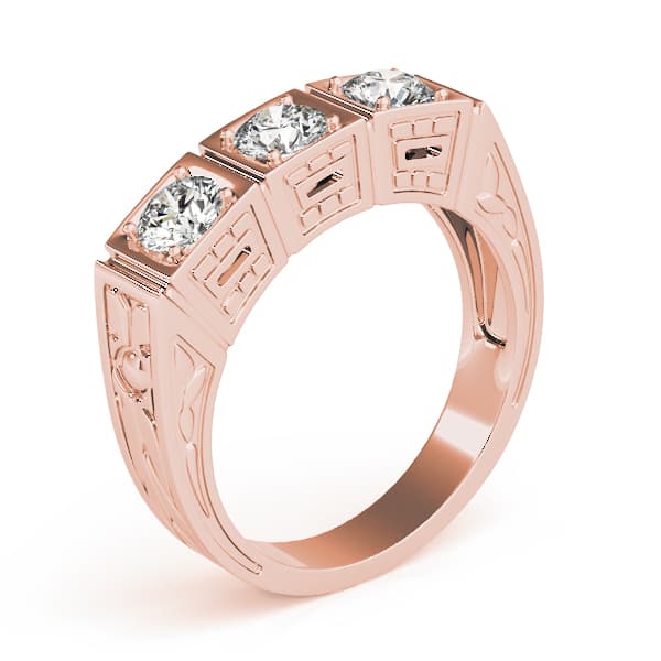 3-Stone Cluster Prong Engagement Ring, style 82291, Top view in rose gold