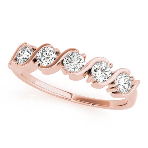 S-Shape Wedding Band (1/2 ct. tw.), Front view in rose gold