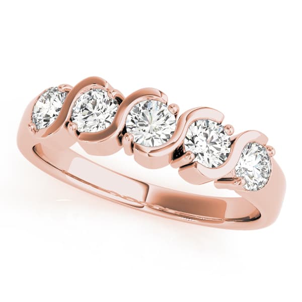 S-Shape Wedding Band (1 ct. tw.), Front view in rose gold
