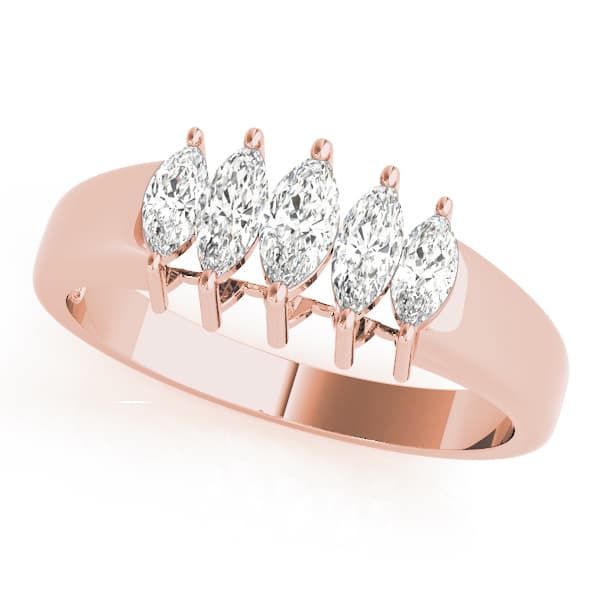 Fancy Shape Marquise Wedding Band (3/8 ct. tw.), Front view in rose gold