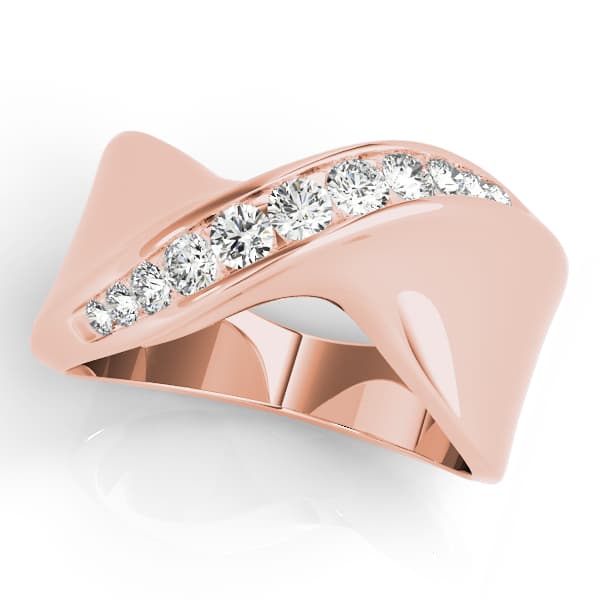 Single Row Swirl Channel Set Fashion Ring (3/8 ct. tw.), Front view in rose gold