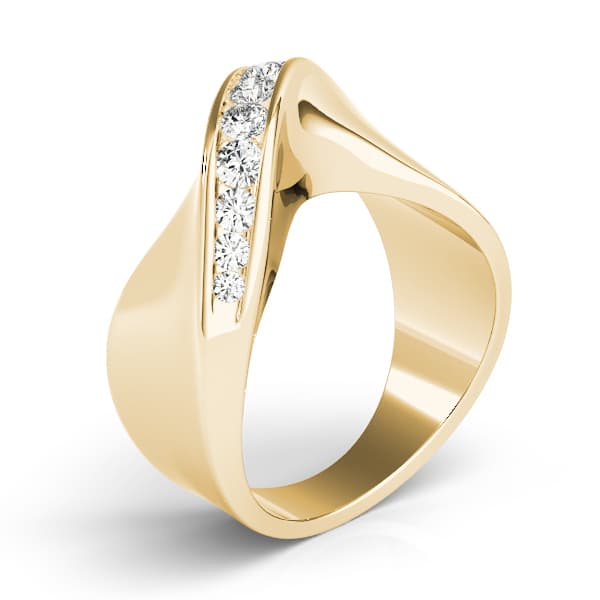 Single Row Swirl Channel Set Fashion Ring (3/8 ct. tw.), Angle view in yellow gold