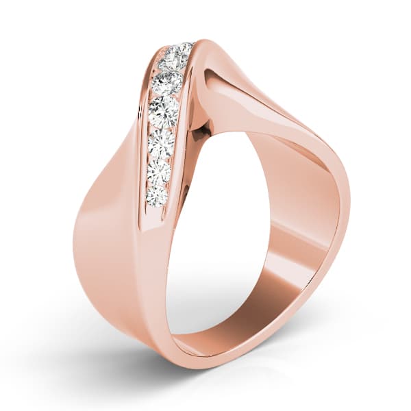 Single Row Swirl Channel Set Fashion Ring (3/8 ct. tw.), Angle view in rose gold