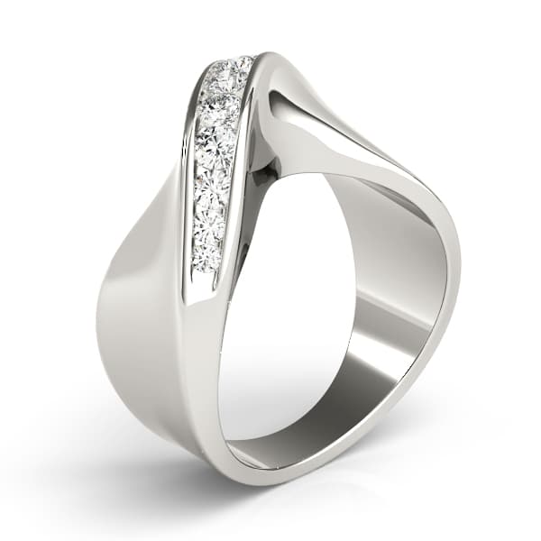 Single Row Swirl Channel Set Fashion Ring (3/8 ct. tw.), Angle view in white gold or platinum