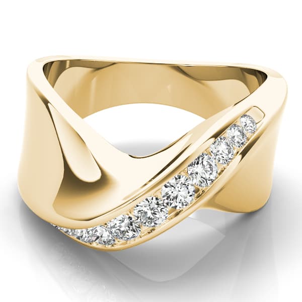 Single Row Swirl Channel Set Fashion Ring (3/8 ct. tw.), On hand view in yellow gold