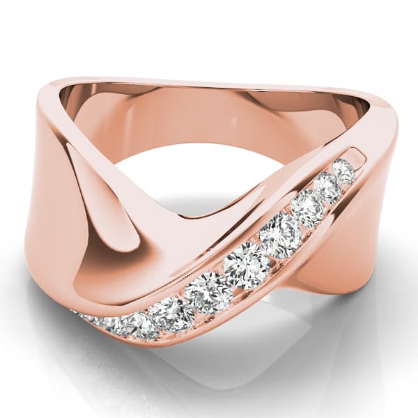 Single Row Swirl Channel Set Fashion Ring (3/8 ct. tw.), On hand view in rose gold