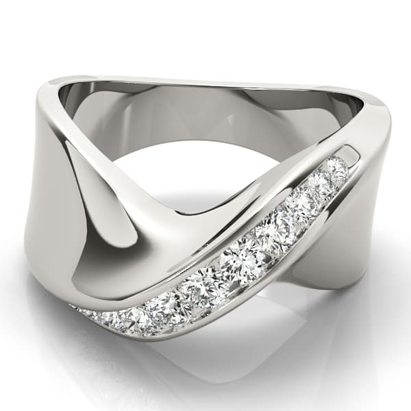 Single Row Swirl Channel Set Fashion Ring (3/8 ct. tw.), On hand view in white gold or platinum