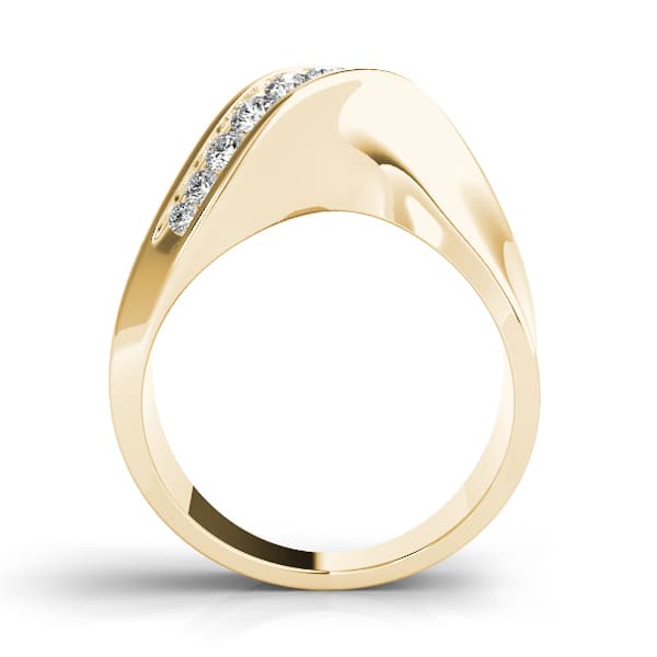 Single Row Swirl Channel Set Fashion Ring (3/8 ct. tw.), Side view in yellow gold
