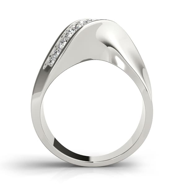 Single Row Swirl Channel Set Fashion Ring (3/8 ct. tw.), Side view in white gold or platinum
