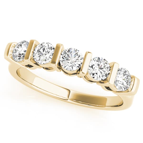 Bar Set Wedding Bands (3/4 ct. tw.), Front view in yellow gold