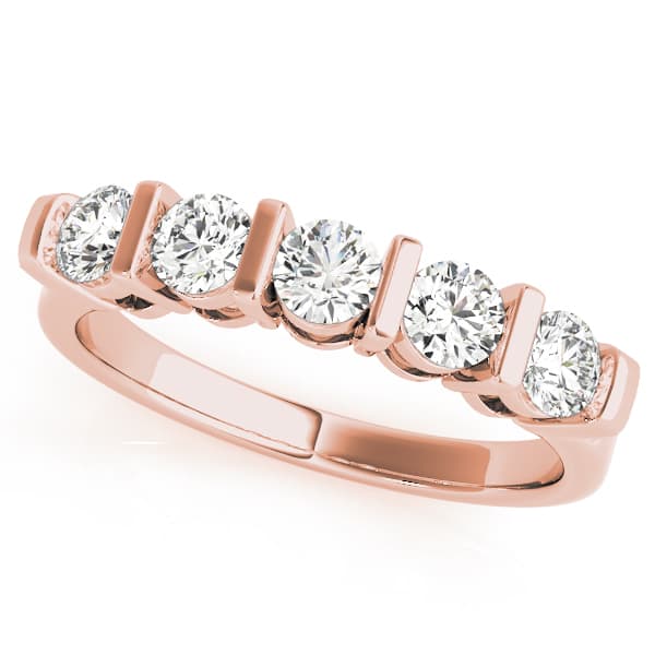 Bar Set Wedding Bands (3/4 ct. tw.), Front view in rose gold