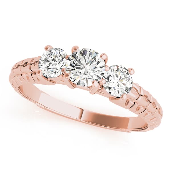3-Stone Filigree Round Engagement Ring, style 82338, Front view in rose gold