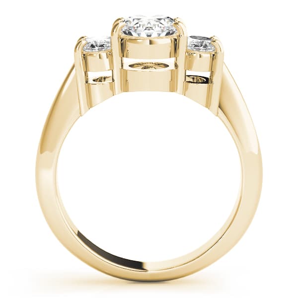 3-Stone Shared Prong Engagement Ring, style 82340, Side view in yellow gold