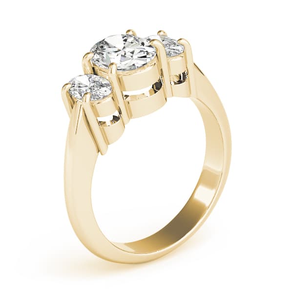 3-Stone Shared Prong Engagement Ring, style 82340, Top view in yellow gold