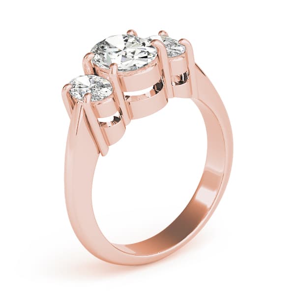 3-Stone Shared Prong Engagement Ring, style 82340, Top view in rose gold