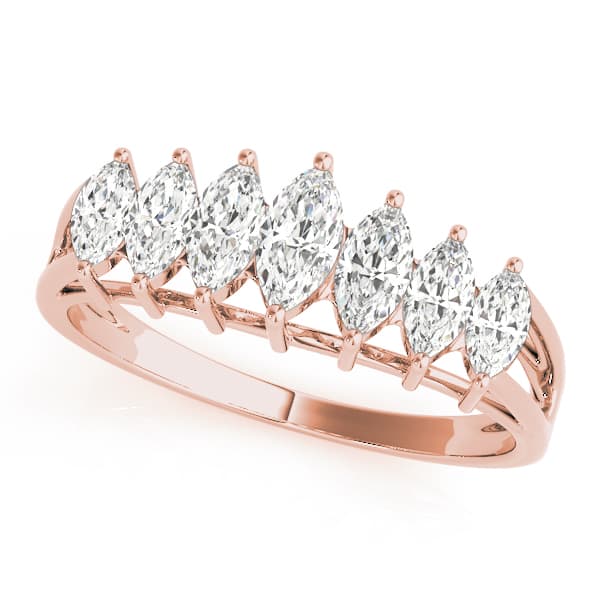 Fancy Shape Marquise Wedding Band (1.02 ct. tw.), Front view in rose gold
