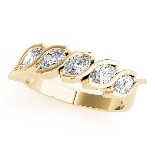 Fancy Shape Marquise Bar Set Wedding Band (1 ct. tw.), Front view in yellow gold
