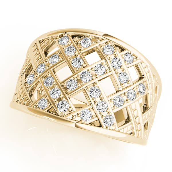 Multi-Row Cross Prong Fashion Ring (1/4 ct. tw.), Front view in yellow gold