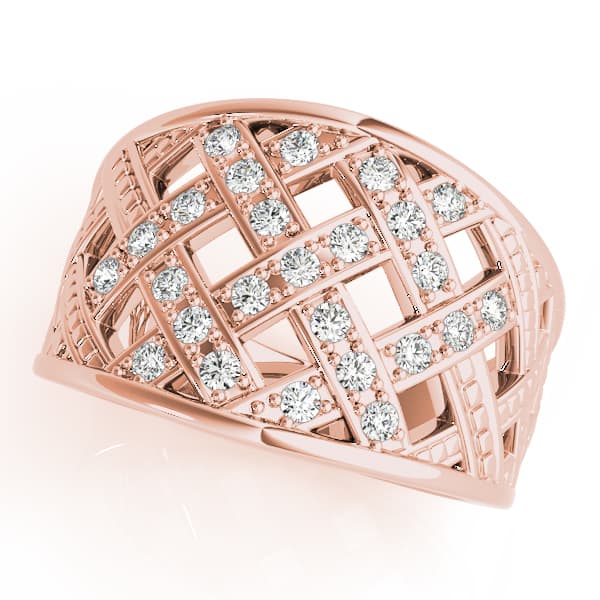 Multi-Row Cross Prong Fashion Ring (1/4 ct. tw.), Front view in rose gold