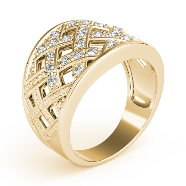 Multi-Row Cross Prong Fashion Ring (1/4 ct. tw.), Angle view in yellow gold