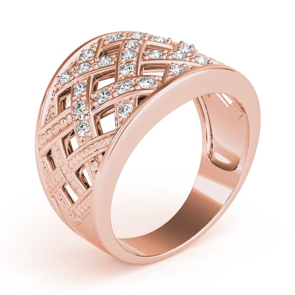 Multi-Row Cross Prong Fashion Ring (1/4 ct. tw.), Angle view in rose gold