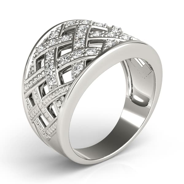 Multi-Row Cross Prong Fashion Ring (1/4 ct. tw.), Angle view in white gold or platinum