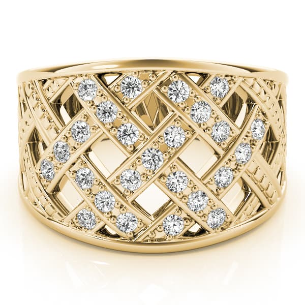 Multi-Row Cross Prong Fashion Ring (1/4 ct. tw.), On hand view in yellow gold