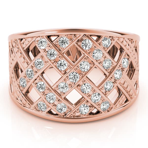 Multi-Row Cross Prong Fashion Ring (1/4 ct. tw.), On hand view in rose gold