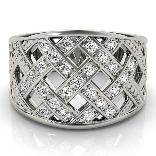 Multi-Row Cross Prong Fashion Ring (1/4 ct. tw.), On hand view in white gold or platinum